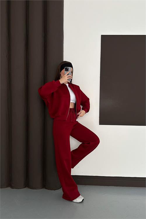 Dipmoda kadın fermuarlı 3 iplik eşofman takımı DPESF01