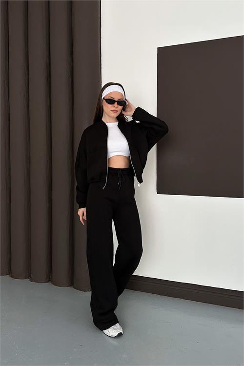 Dipmoda kadın fermuarlı 3 iplik eşofman takımı DPESF01