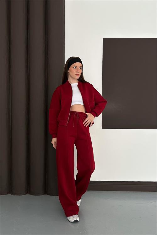 Dipmoda kadın fermuarlı 3 iplik eşofman takımı DPESF01