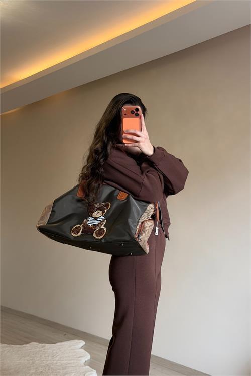 Dipmoda kadın fermuarlı oversize sweat ve yüksek bel eşofman takımı NM018