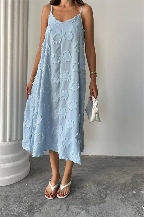 Dipmoda kadın fisto dokulu salaş kesim yazlık elbise DPG098