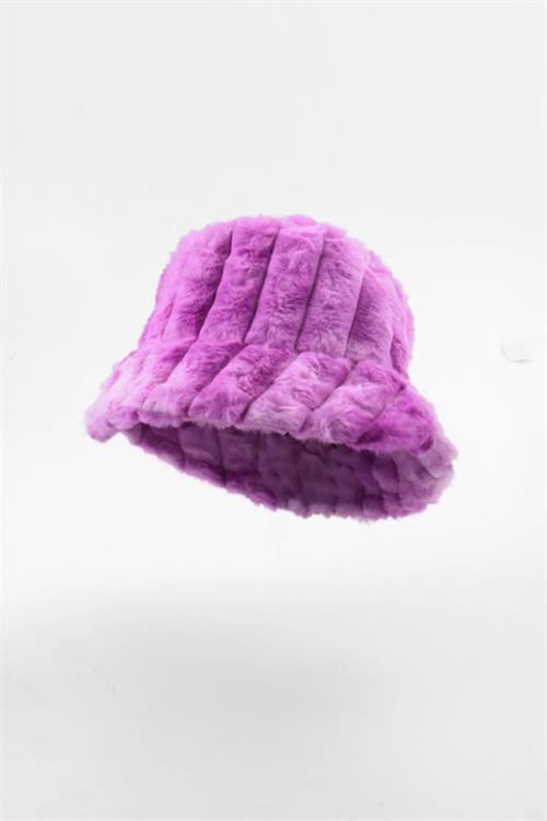 Dipmoda kadın fitilli desen peluş bucket şapka DPAKS017