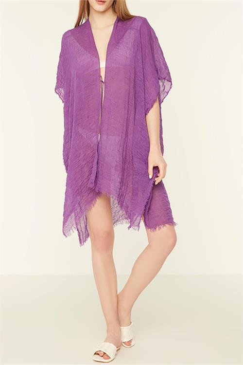 Dipmoda kadın fuşya müslin kumaş pareo DPMHT01