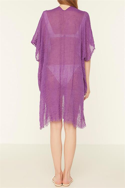 Dipmoda kadın fuşya müslin kumaş pareo DPMHT01