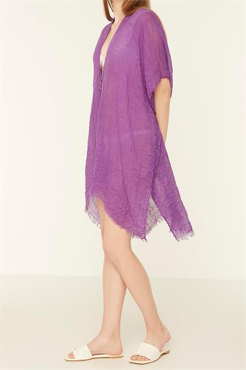 Dipmoda kadın fuşya müslin kumaş pareo DPMHT01