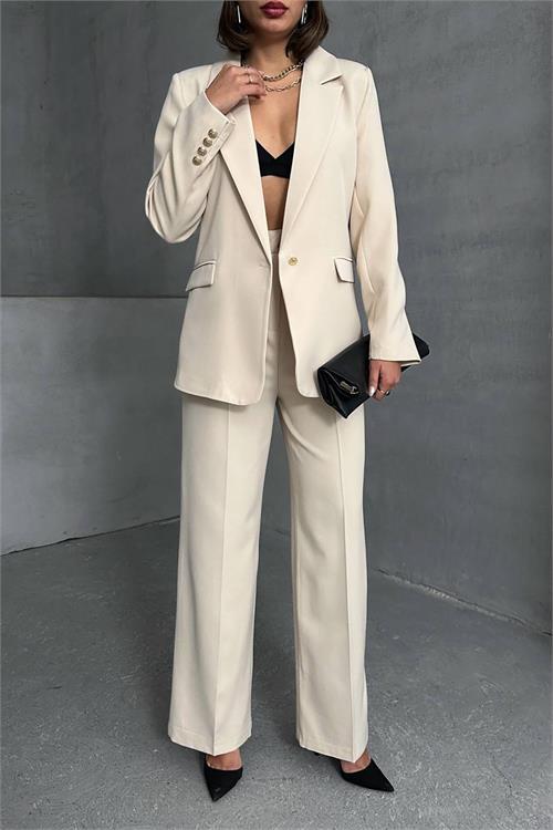 Dipmoda kadın gold düğme detaylı blazer ceket DPNBG077