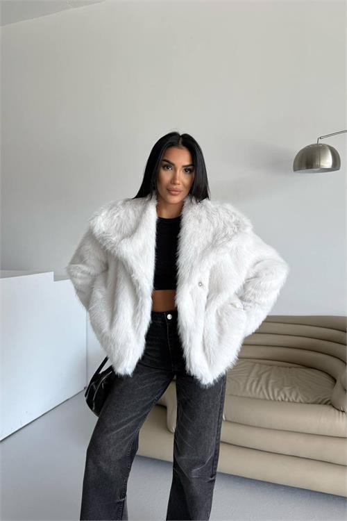 Dipmoda kadın içi astarlı ithal kürk kaban DPG111