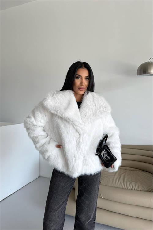 Dipmoda kadın içi astarlı ithal kürk kaban DPG111