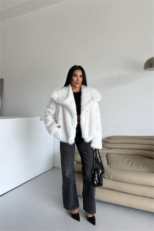 Dipmoda kadın içi astarlı ithal kürk kaban DPG111