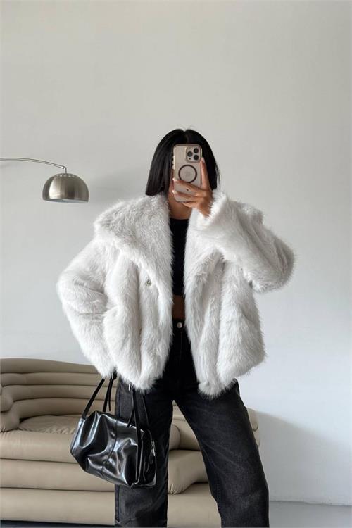 Dipmoda kadın içi astarlı ithal kürk kaban DPG111