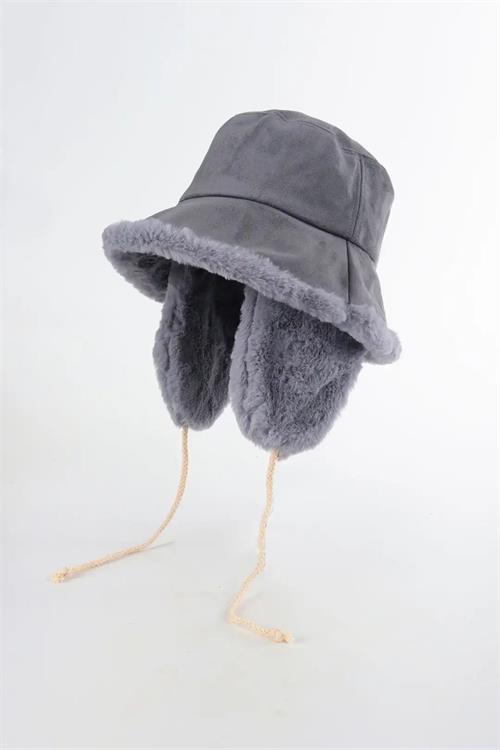 Dipmoda kadın içi kürklü süet kulaklıklı şapka DPAKS007