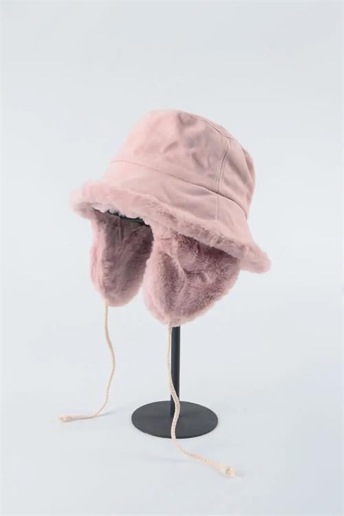 Dipmoda kadın içi kürklü süet kulaklıklı şapka DPAKS007