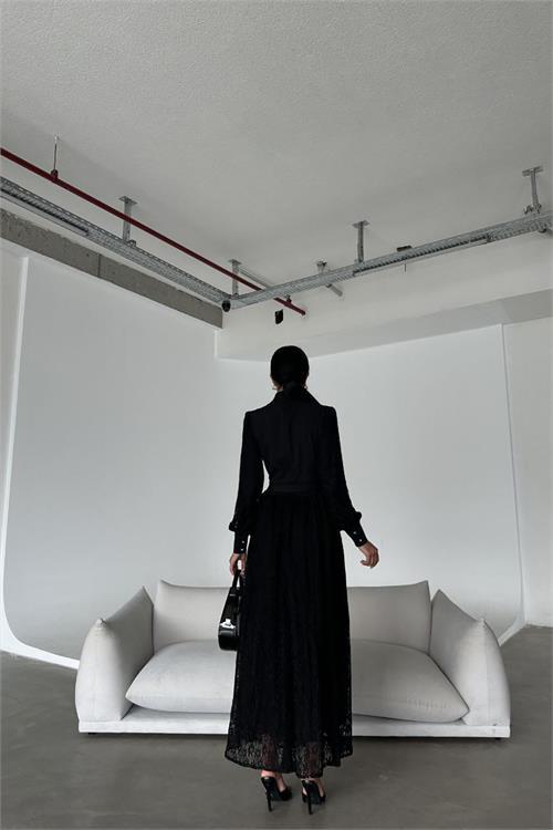 Dipmoda kadın ithal tül kumaş dantel detaylı tasarım elbise DPMS4293