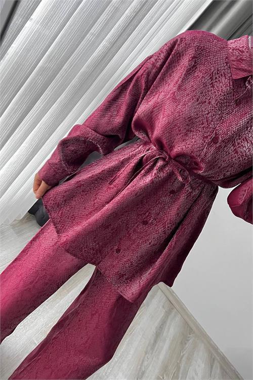 Dipmoda kadın jakarlı alt üst ikili tesettür takım DPNMS053