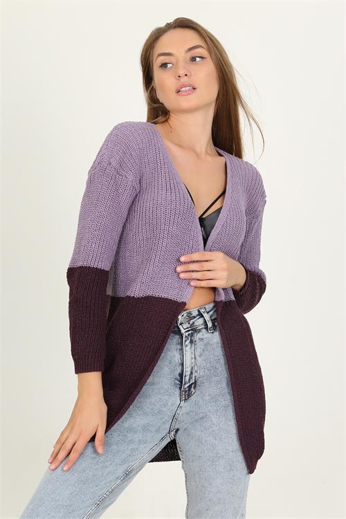 Dipmoda kadın kahverengi yeni sezon selanik triko hırka RY0038 