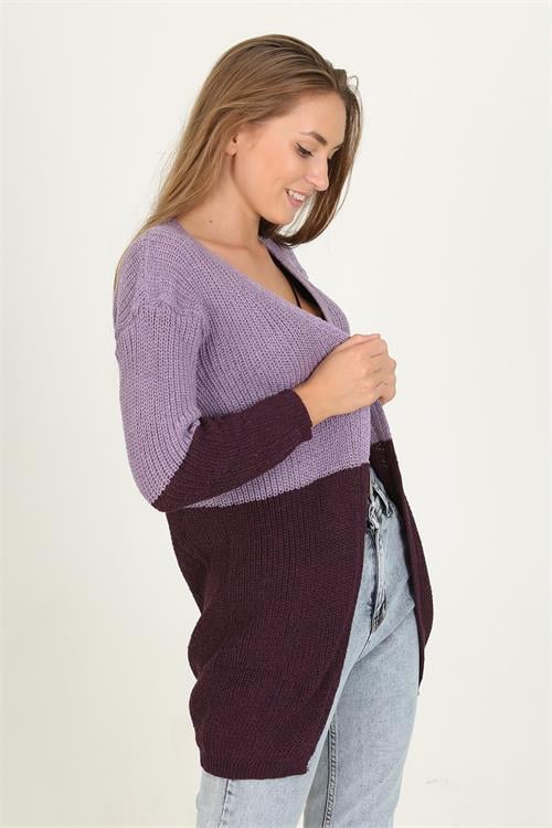 Dipmoda kadın kahverengi yeni sezon selanik triko hırka RY0038 