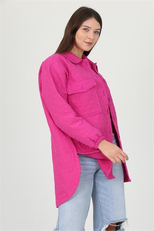 Dipmoda kadın kapitone işlemeli owersize regular ceket gömlek NB10055 
