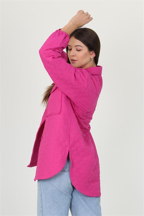 Dipmoda kadın kapitone işlemeli owersize regular ceket gömlek NB10055 