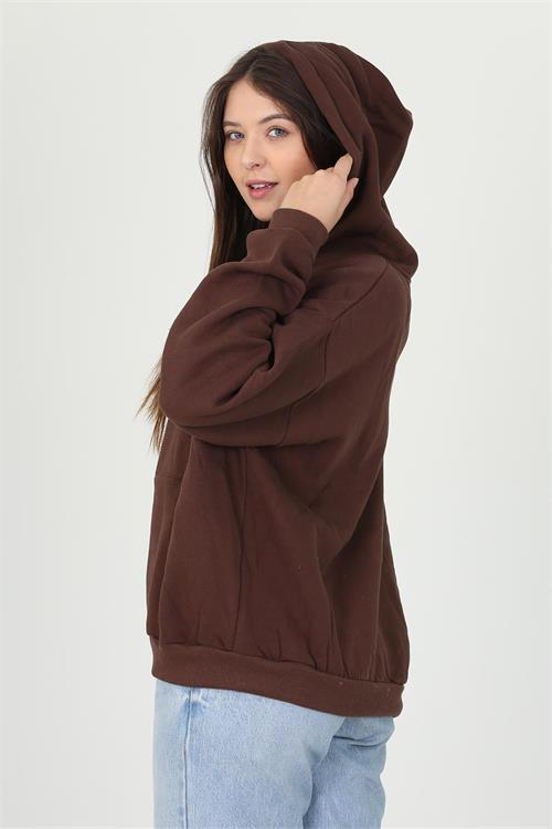 Dipmoda kadın kapüşonlu cep ve fermuar detaylı sweatshirt FVR003 