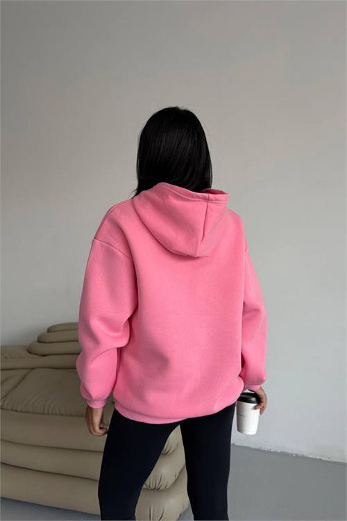 Dipmoda kadın kapüşonlu kanguru cepli oversize sweat DPG109