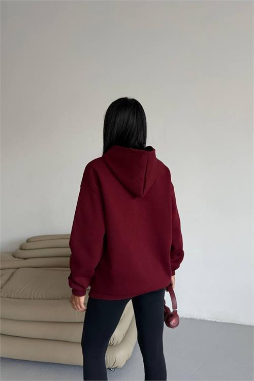 Dipmoda kadın kapüşonlu kanguru cepli oversize sweat DPG109