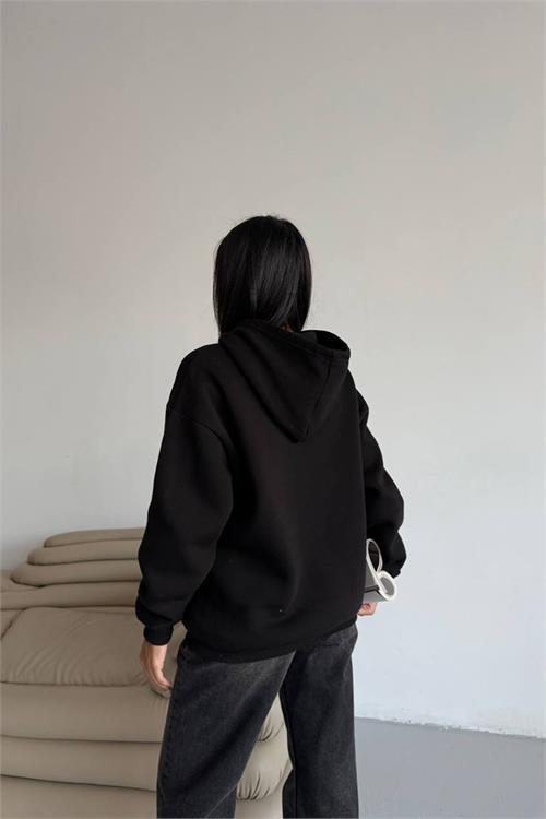 Dipmoda kadın kapüşonlu kanguru cepli oversize sweat DPG109