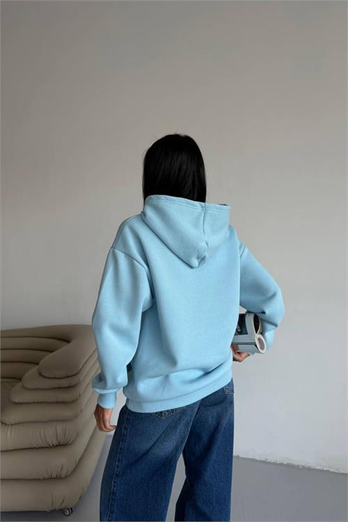 Dipmoda kadın kapüşonlu kanguru cepli oversize sweat DPG109