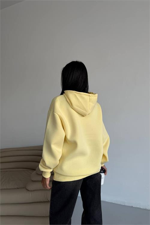 Dipmoda kadın kapüşonlu kanguru cepli oversize sweat DPG109