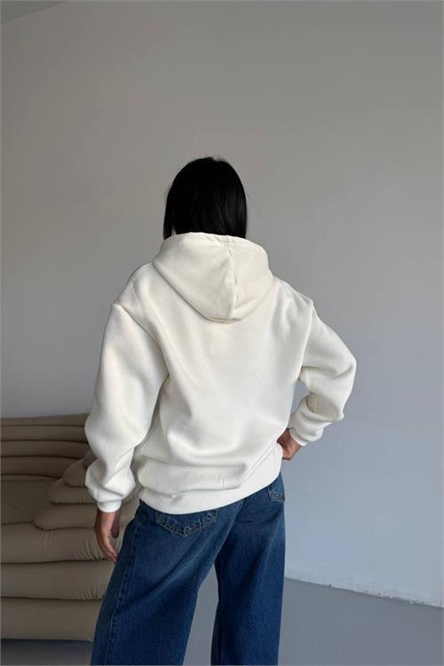 Dipmoda kadın kapüşonlu kanguru cepli oversize sweat DPG109