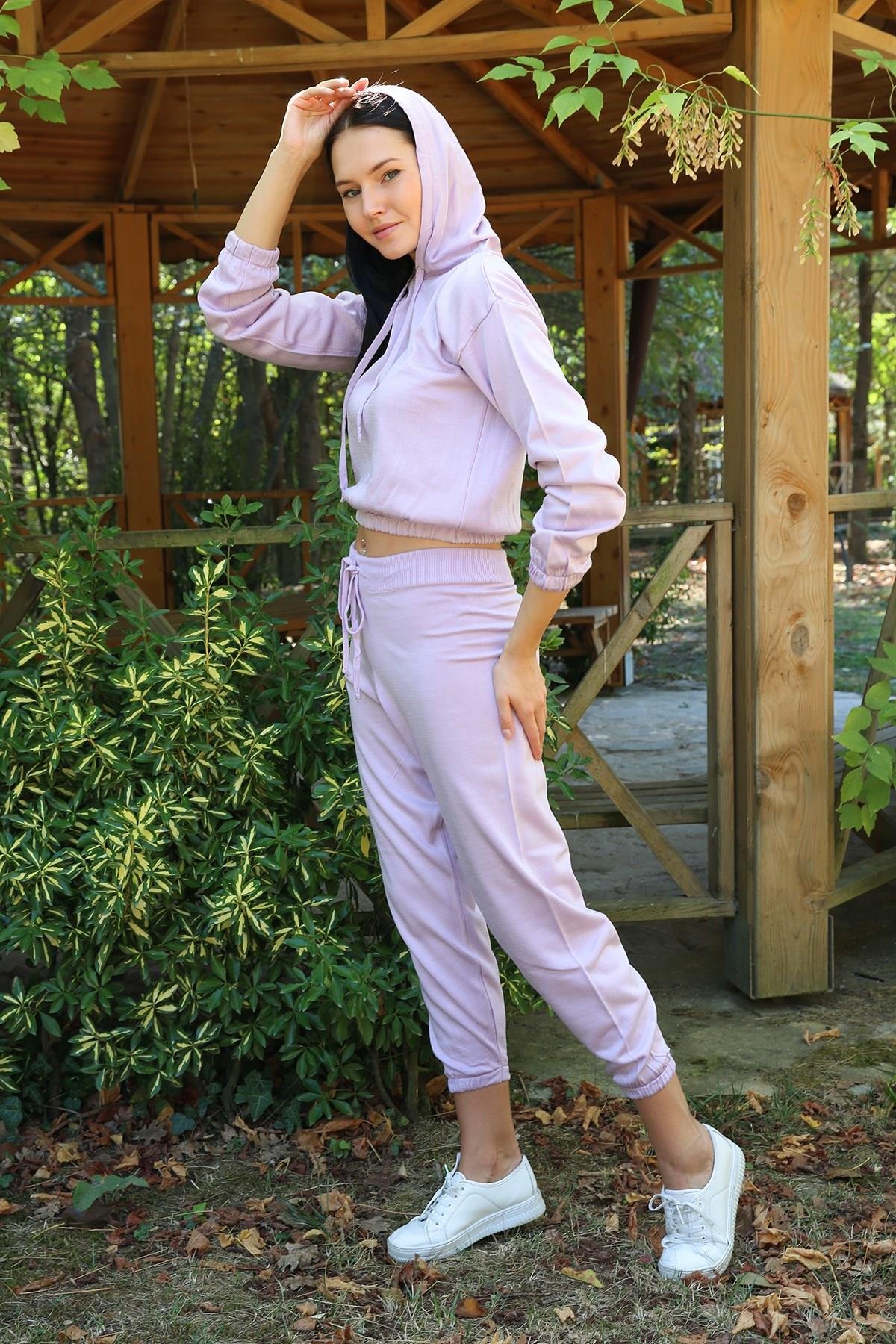 Dipmoda Kadın Kapüşonlu Triko İkili Takım DPNB7058