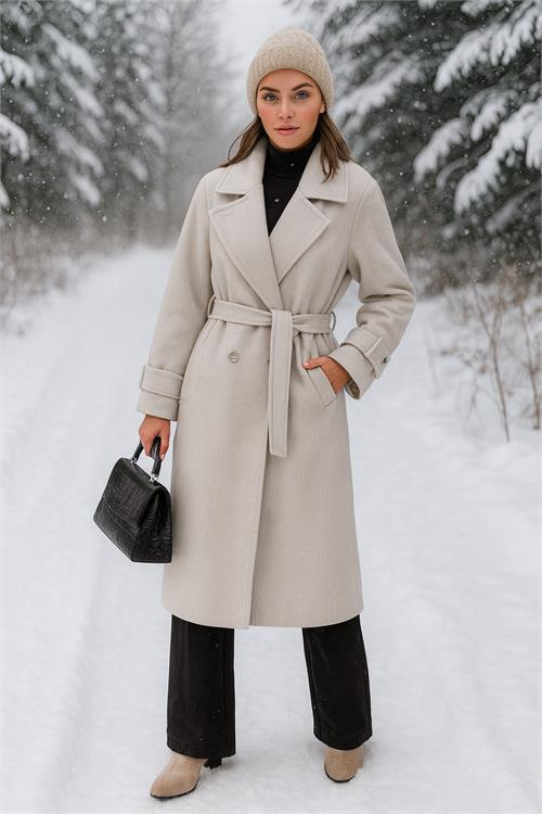 Dipmoda kadın kaşe kaban DPPLTN01 - Bej