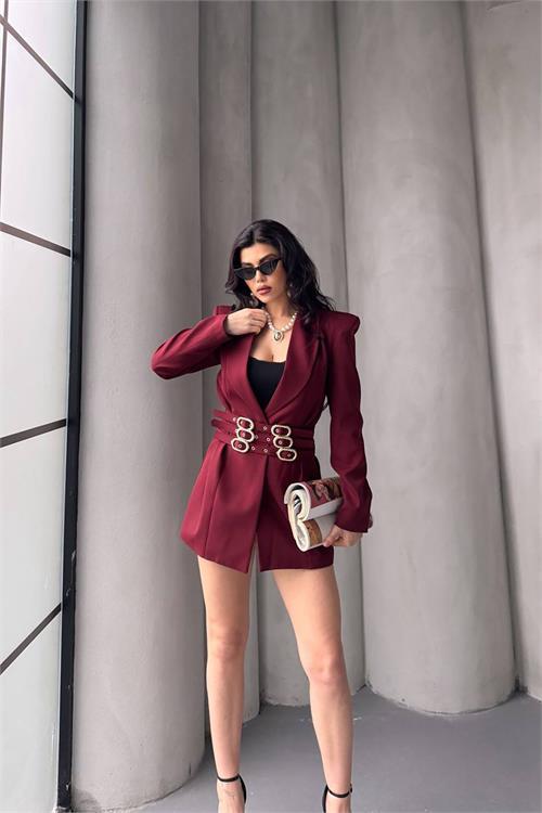 Dipmoda kadın kemer detaylı blazer ceket DPMYLK27