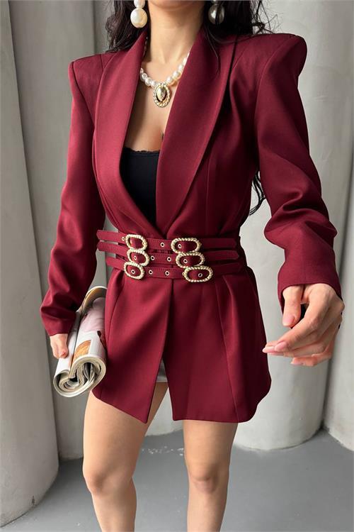 Dipmoda kadın kemer detaylı blazer ceket DPMYLK27