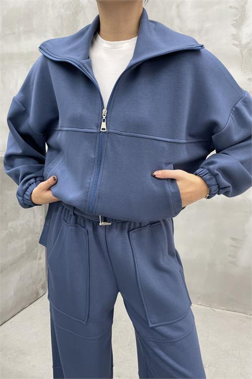 Dipmoda kadın kemer detaylı likralı eşofman takımı NBASP7271