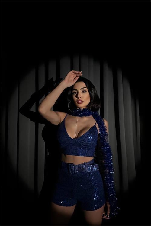 Dipmoda kadın kemerli crop şort alt üst takım DPNBDF02