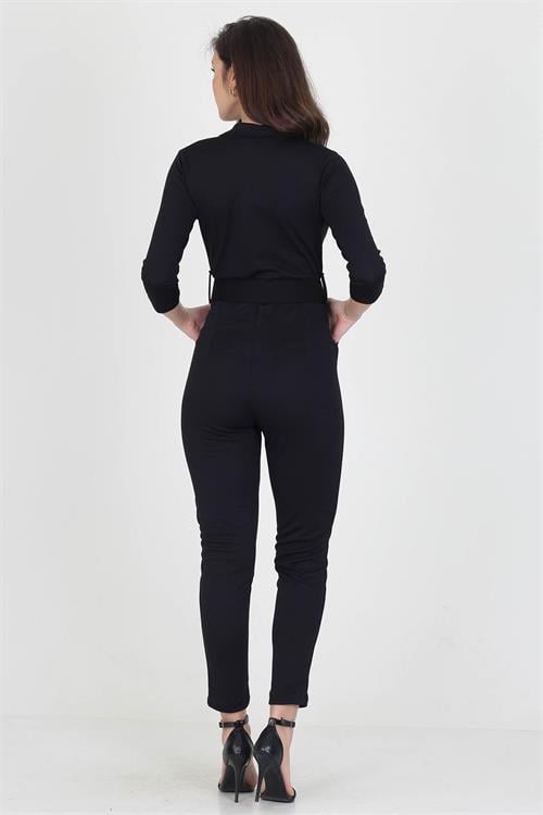 Dipmoda kadın kemerli yeni sezon likralı cepli tulum NB0007 