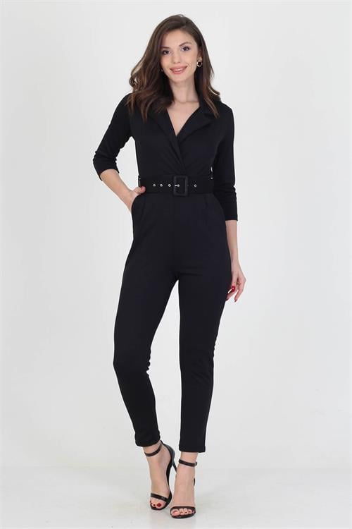 Dipmoda kadın kemerli yeni sezon likralı cepli tulum NB0007 