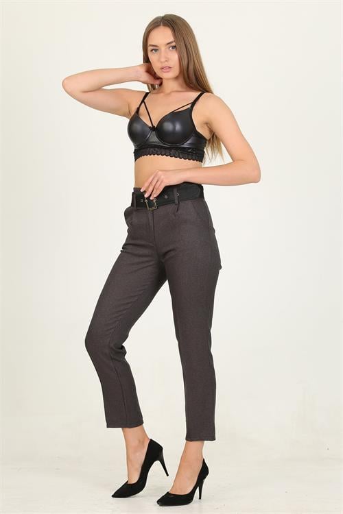 Dipmoda kadın kemerli yüksek bel havuç pantolon QNS033 