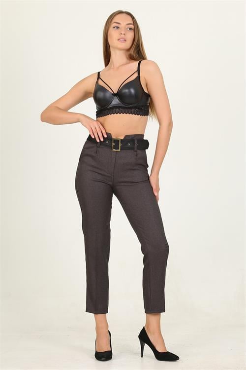 Dipmoda kadın kemerli yüksek bel havuç pantolon QNS033 