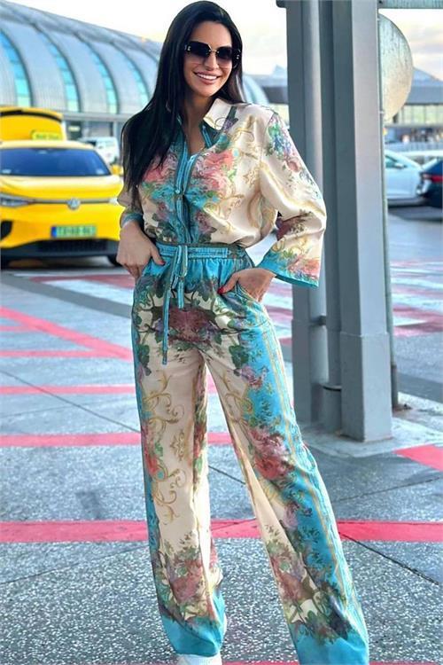 Dipmoda kadın Keten gömlek pantolon ikili takım DPNBEMP2504