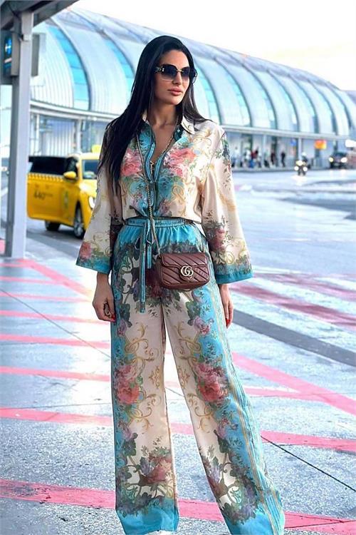 Dipmoda kadın Keten gömlek pantolon ikili takım DPNBEMP2504