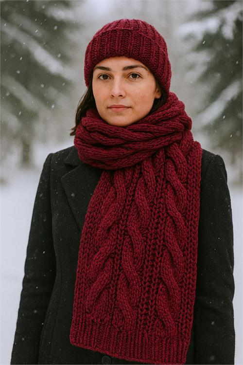 Dipmoda kadın kışlık kalın dokulu örme atkı DPAKS050