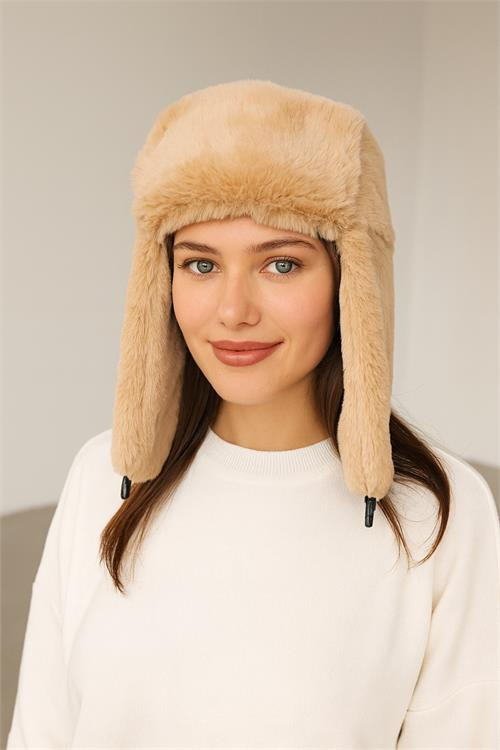 Dipmoda kadın kulaklıklı suni kürk kar beresi DPAKS002