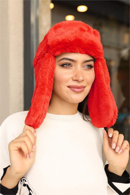 Dipmoda kadın kulaklıklı suni kürk kar beresi DPAKS002