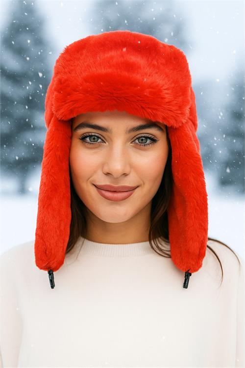 Dipmoda kadın kulaklıklı suni kürk kar beresi DPAKS002