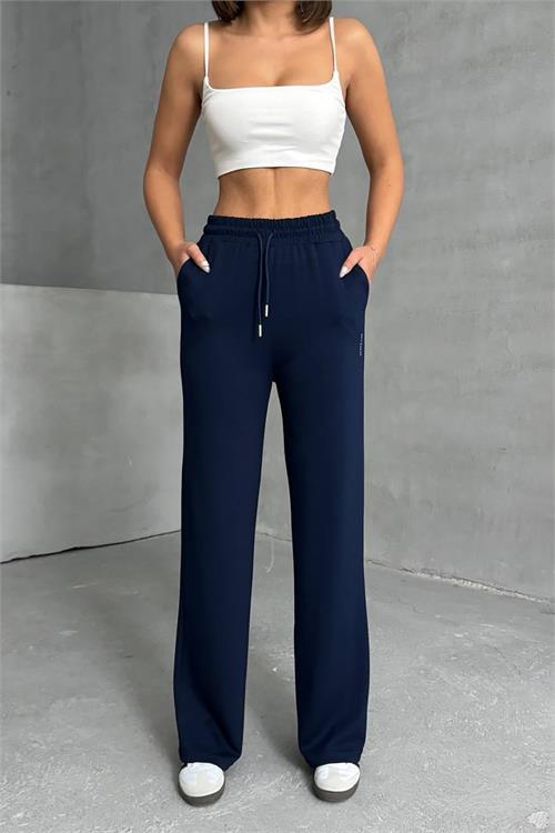 Dipmoda kadın lacivert bol paça eşofman altı DPNBG066