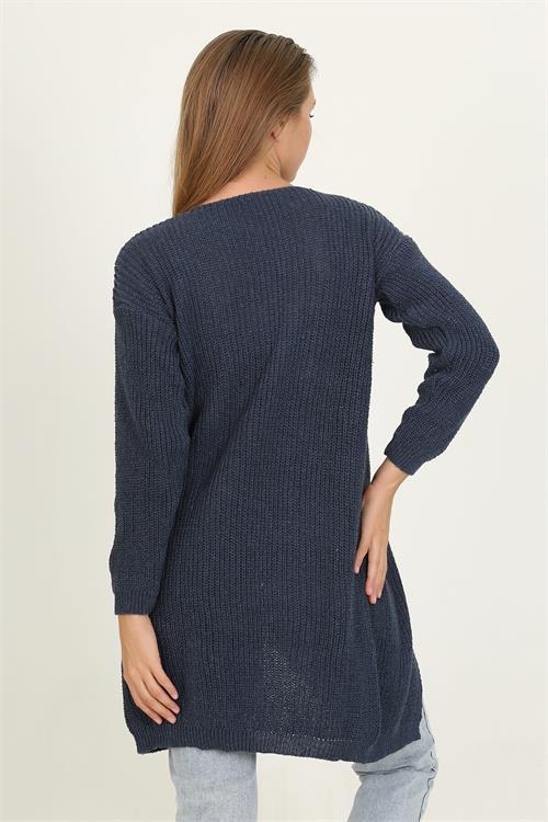 Dipmoda kadın lacivert yeni sezon selanik triko hırka RY0035 