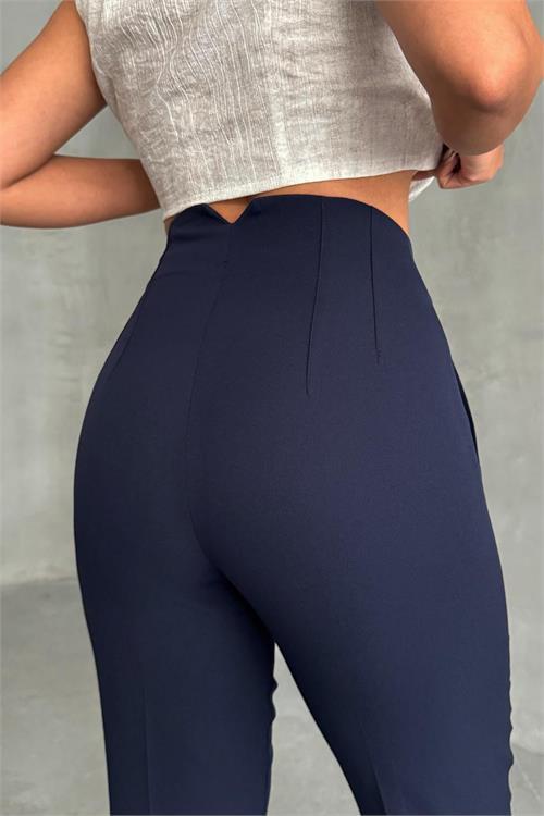 Dipmoda kadın lacivert yüksek bel kumaş pantolon DPNBG062