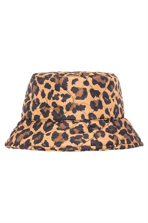 Dipmoda kadın leopar desenli kapitone bucket şapka DPAKS005