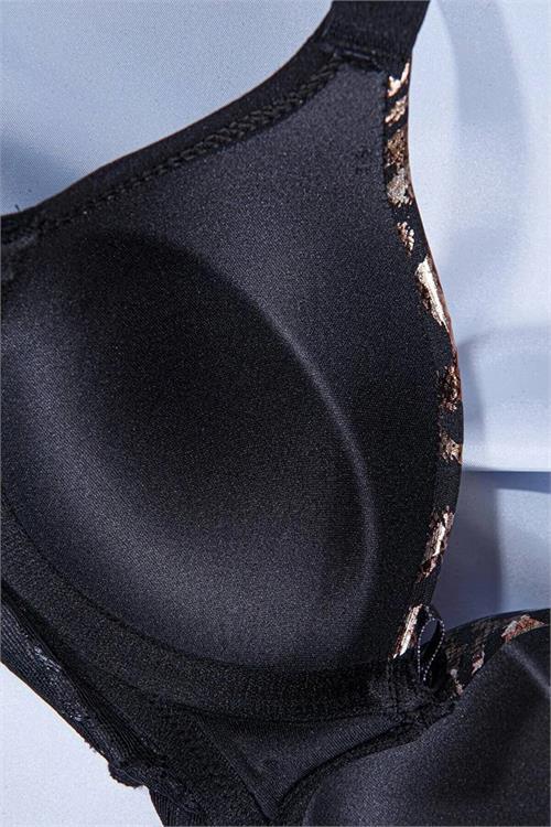 Dipmoda kadın leopar taş detaylı Push-up destekli deri bralet takım BHR1010 